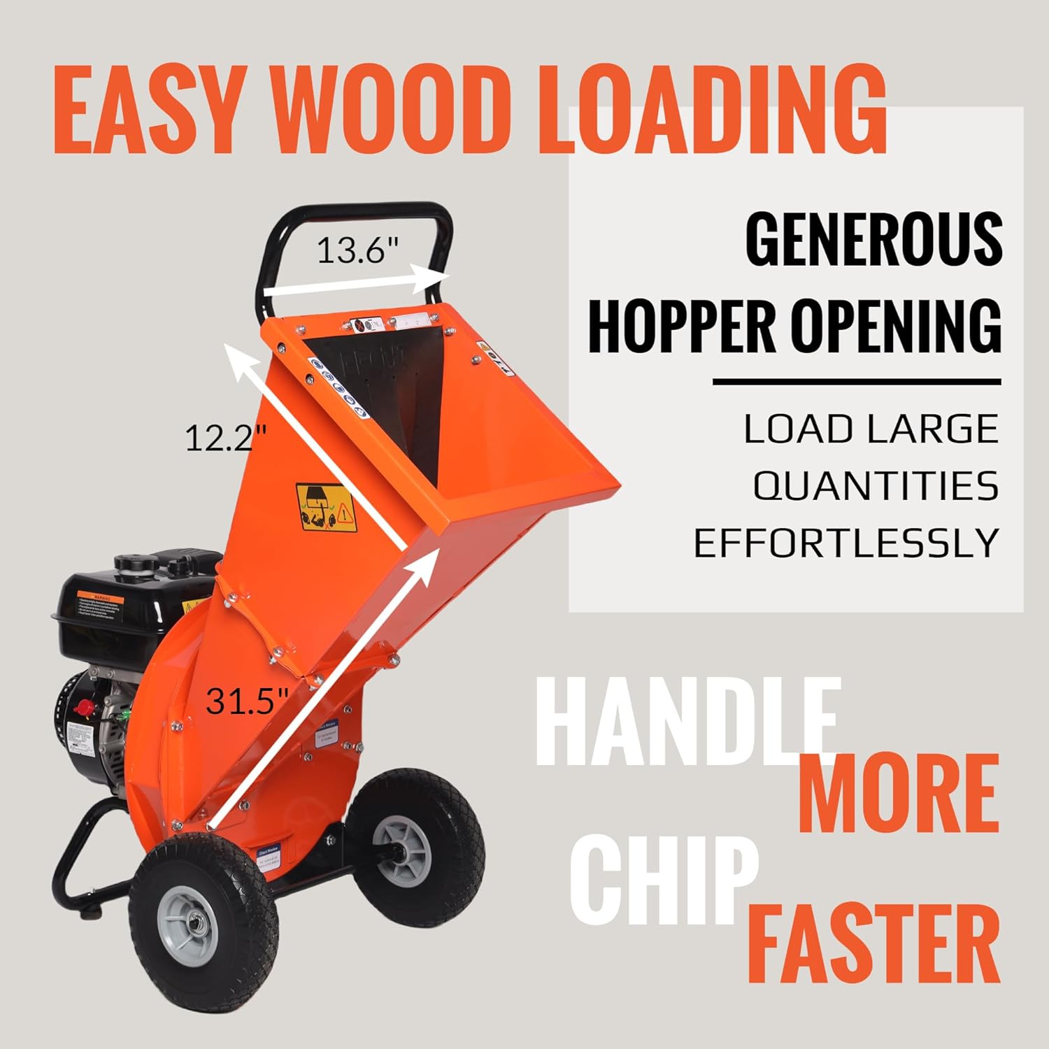 C40 Wood Chipper 4" inch Max Diameter Capacity 9 HP 274cc Gas Powered Engine Heavy Duty Shredder Mulcher - Image 6