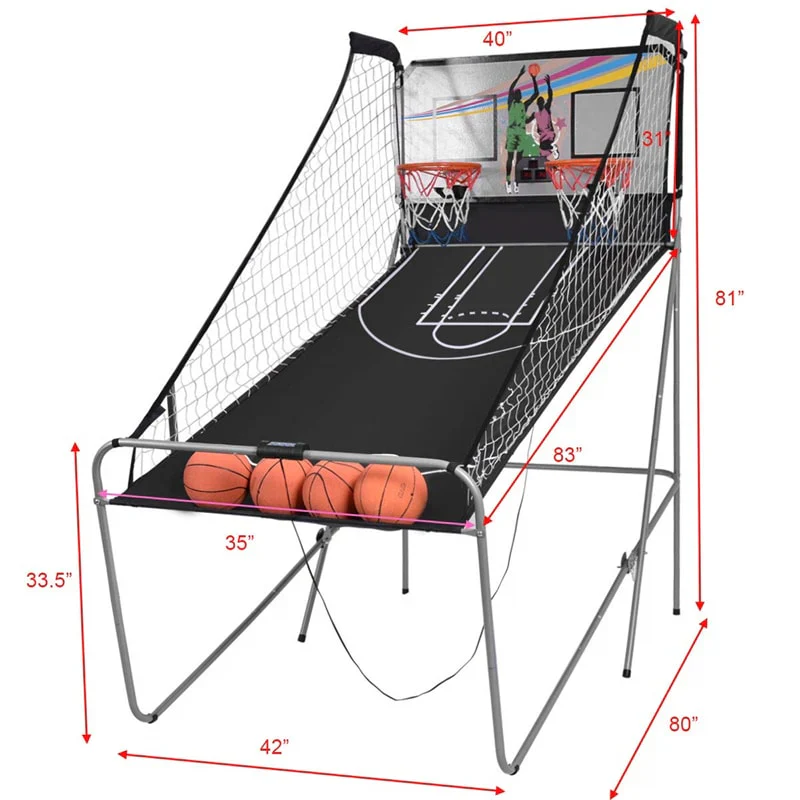 Foldable Indoor Basketball Arcade Game with 4 Balls Electronic Double Shot LED Scoring System for Kids Adults - Image 5