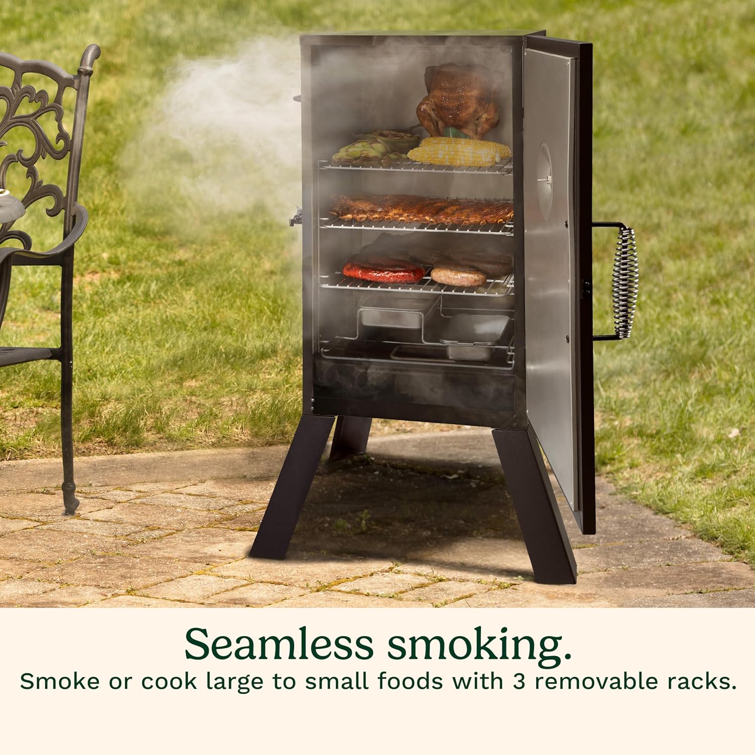 30" Electric Smoker, 3 Adjustable Racks, Large Capacity BBQ Meat Smoker, Water & Wood Trays for Smoked Meat, Brisket, Salmon & Jerky, Adjustable Temperature Control - Image 4