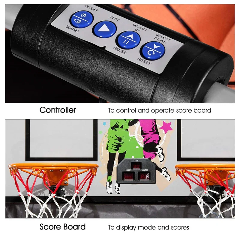 Foldable Indoor Basketball Arcade Game with 4 Balls Electronic Double Shot LED Scoring System for Kids Adults - Image 9