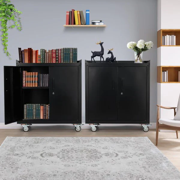Garage Storage Cabinet with Wheels, 2 Door Tool Cabinet with Adjustable Shelves, Metal Lockable Tool Cabinet, Rolling Tool Chest for Home, 34 H x 30.3 L x 18 W, Assembly Required - Image 5