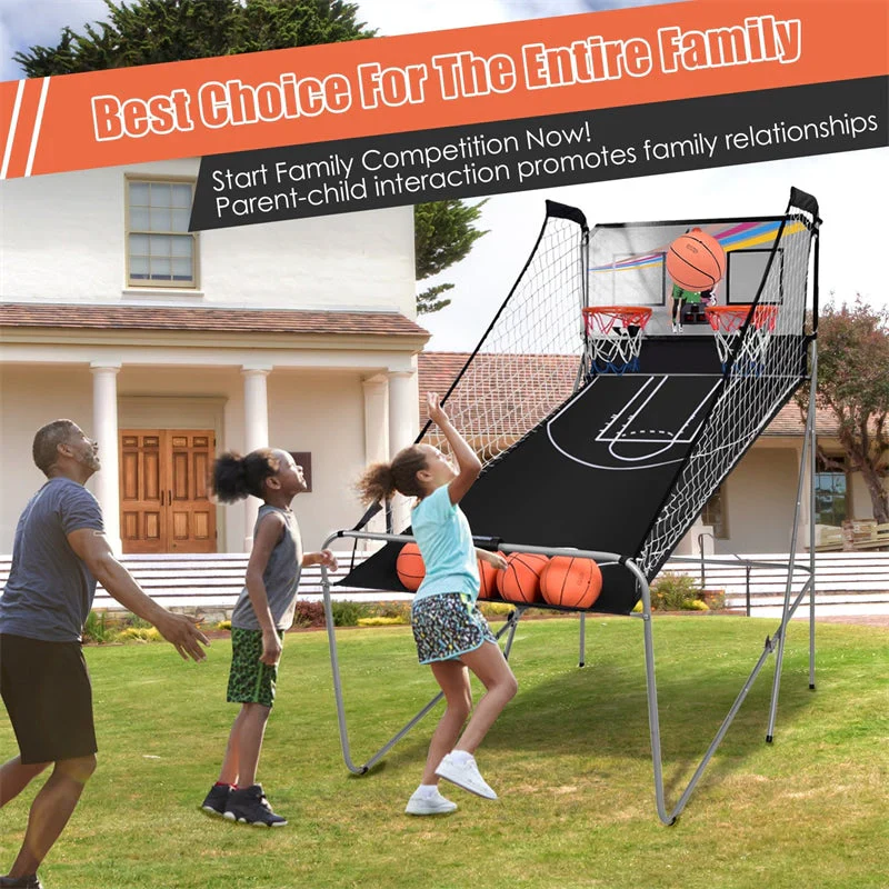 Foldable Indoor Basketball Arcade Game with 4 Balls Electronic Double Shot LED Scoring System for Kids Adults - Image 13