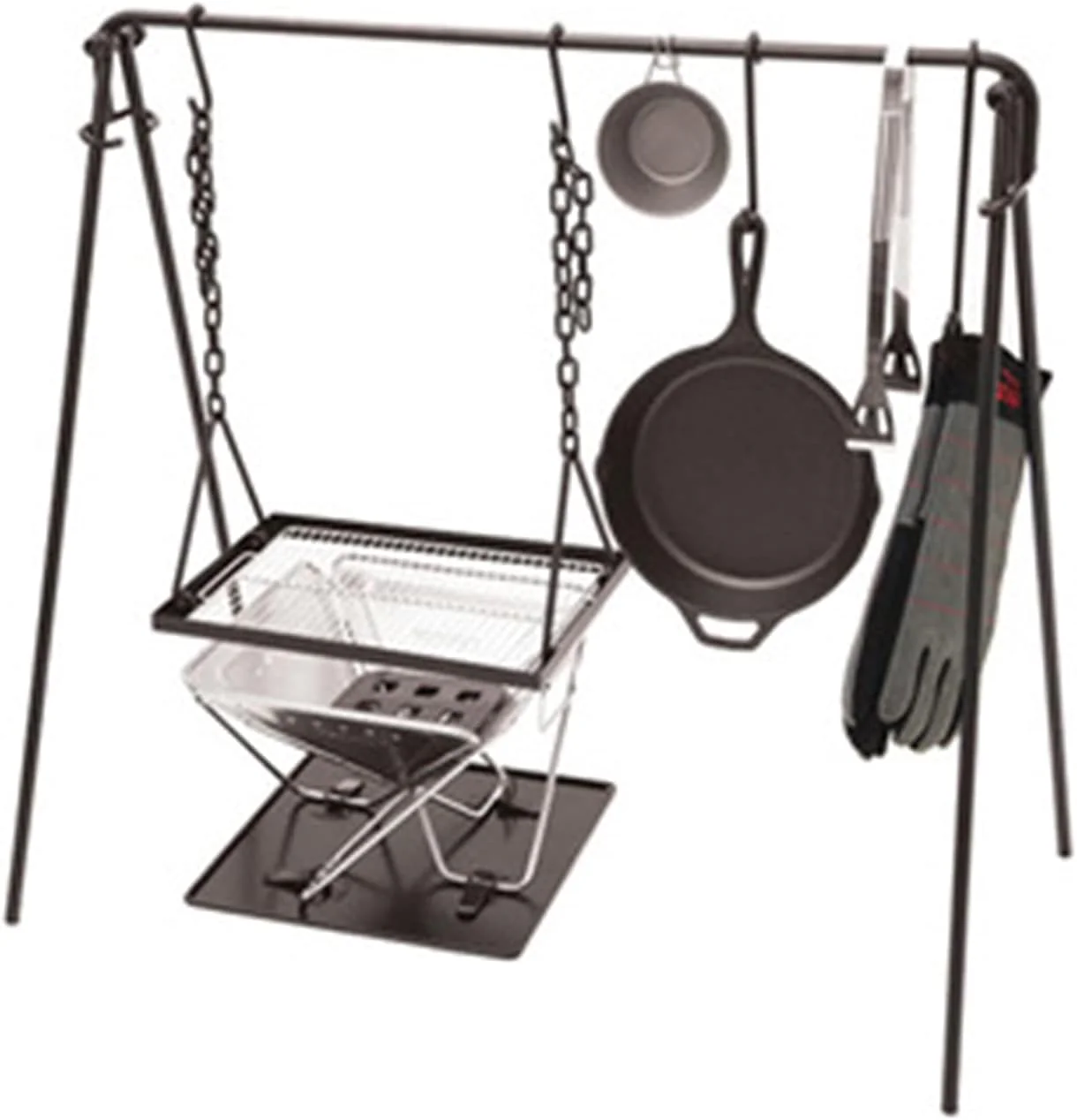 Grill Swing Campfire Cooking Stand BBQ Grill With Hooks & Accessories Bag For Outdoor Picnic Cookware & Dutch Ove (Color : Black, Size : 90x57x87cm) (Black 90x57x87cm) - Image 3