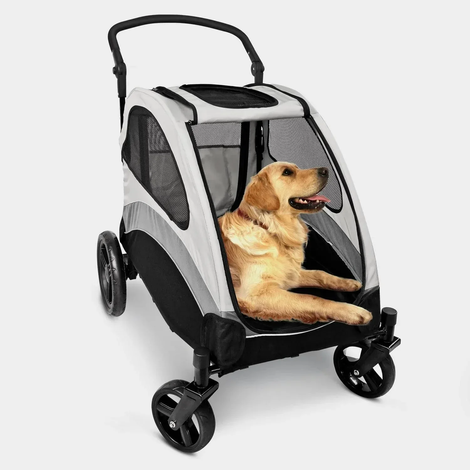 Foldable Pet Stroller for Large or 2 Dogs Cats Jogger Wagon with 4 Wheels - Image 5