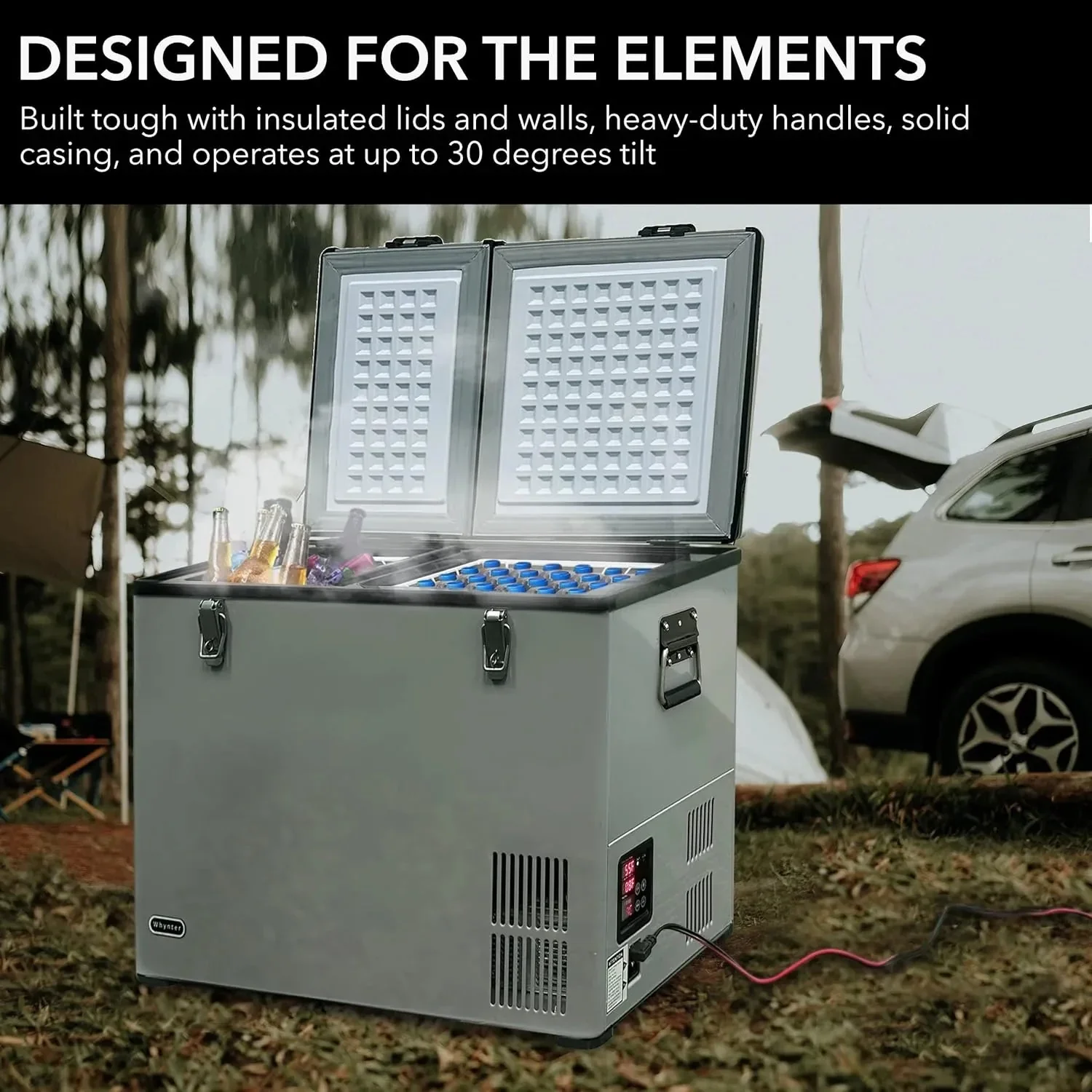 FM-65G 65 Quart Portable Refrigerator and Deep, AC 110V/ DC 12V, Real Chest Freezer for Car, Home, Camping, and RV with-8掳F to 50掳F Temperature Range, Gray, One Size - Image 4