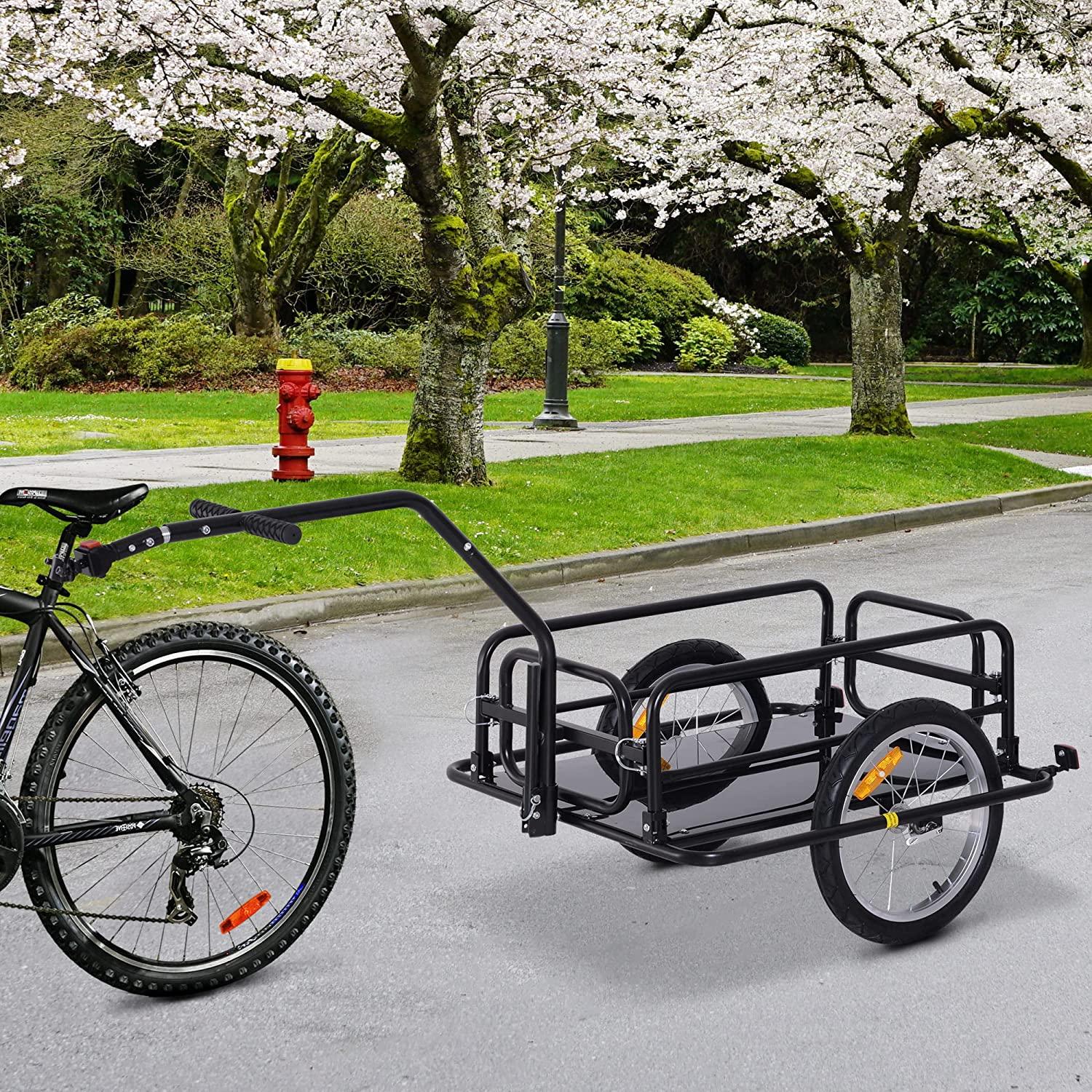 Foldable Bike Cargo Trailer, 80lbs Capacity, 16′′ Wheels, Black, with Hitch - Image 2