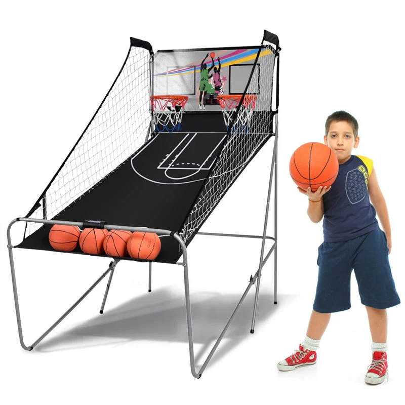 Foldable Indoor Basketball Arcade Game with 4 Balls Electronic Double Shot LED Scoring System for Kids Adults - Image 4