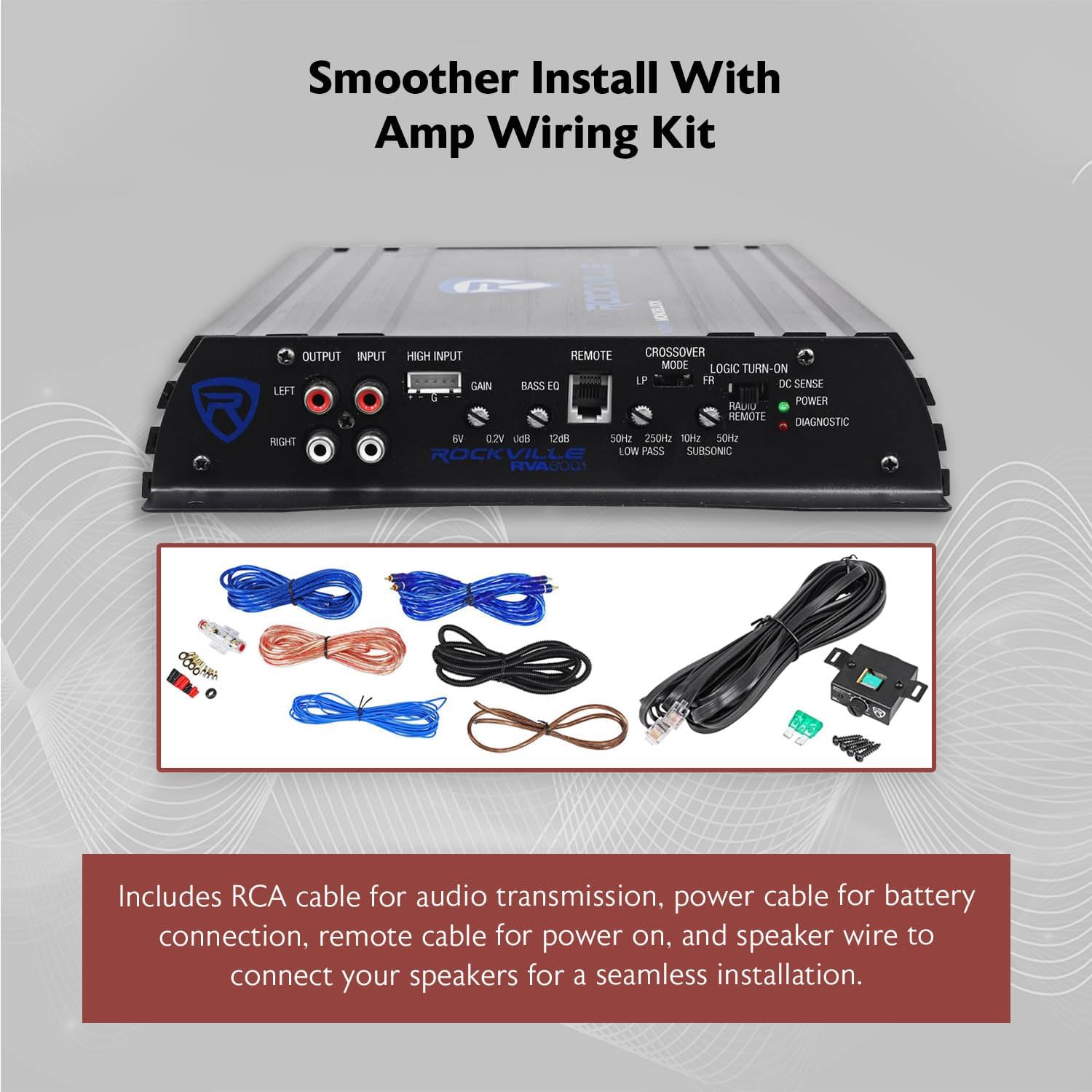 RV12.2B 1200W Dual 12" Car Subwoofer Enclosure+Mono Amplifier+Amp Kit - Image 8