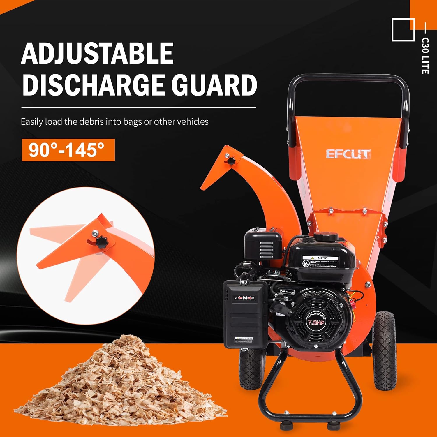 C40 Wood Chipper 4" inch Max Diameter Capacity 9 HP 274cc Gas Powered Engine Heavy Duty Shredder Mulcher - Image 12