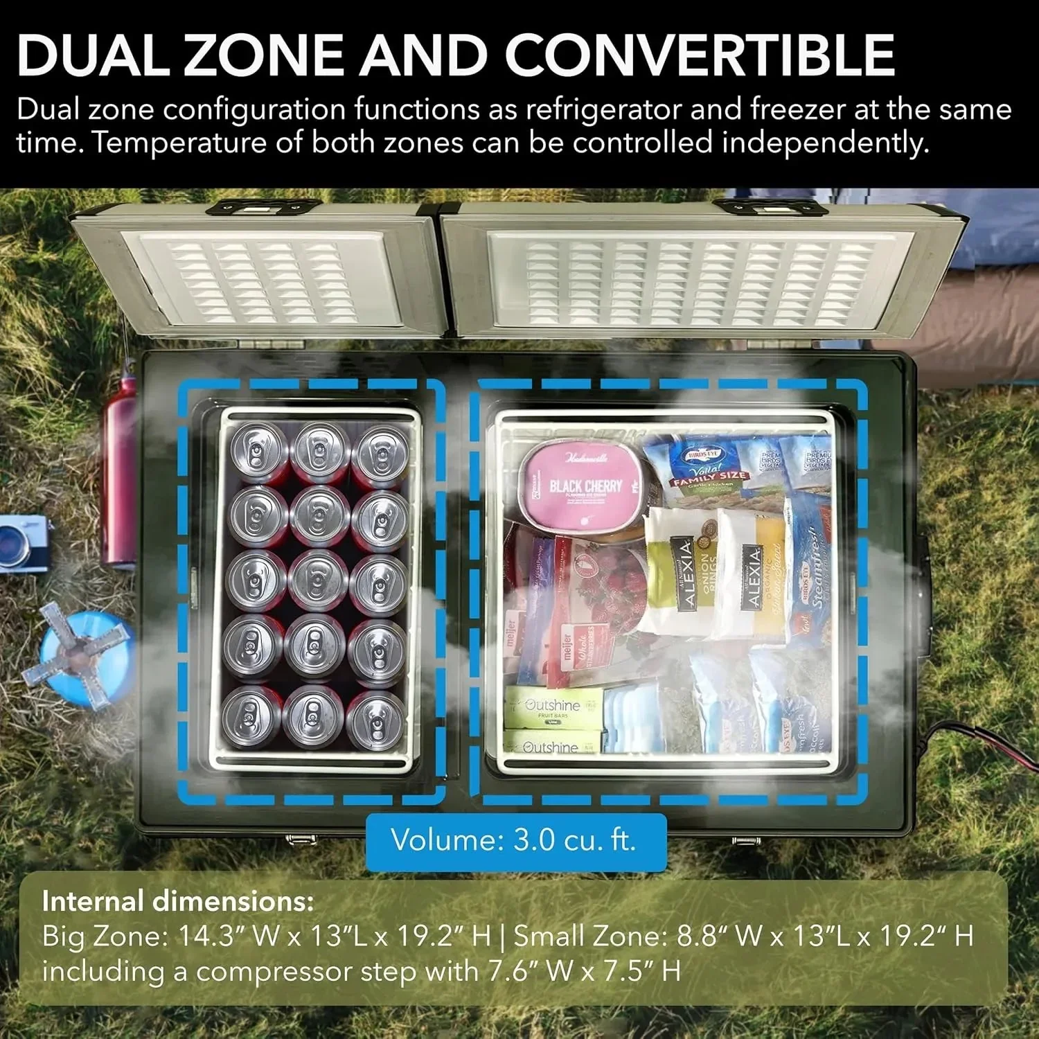 FM-65G 65 Quart Portable Refrigerator and Deep, AC 110V/ DC 12V, Real Chest Freezer for Car, Home, Camping, and RV with-8掳F to 50掳F Temperature Range, Gray, One Size - Image 8