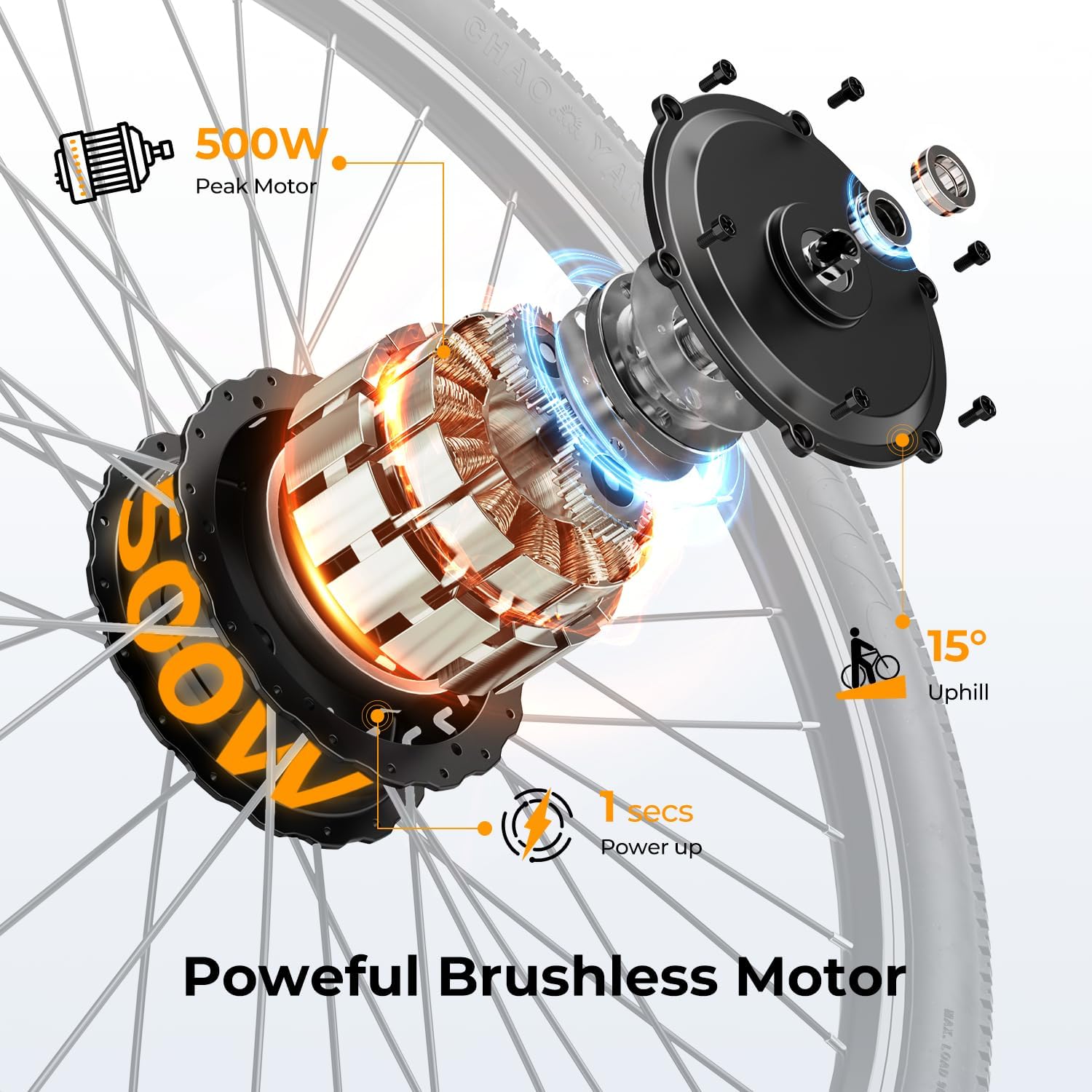 EB5 Electric Bike for Adults with Peak 500W Brushless Motor, 40Miles 20MPH Commuting Electric Mountain Bike with 360Wh Removable Battery, 7-Speed, 26" Tires and Front Fork Suspension - Image 3