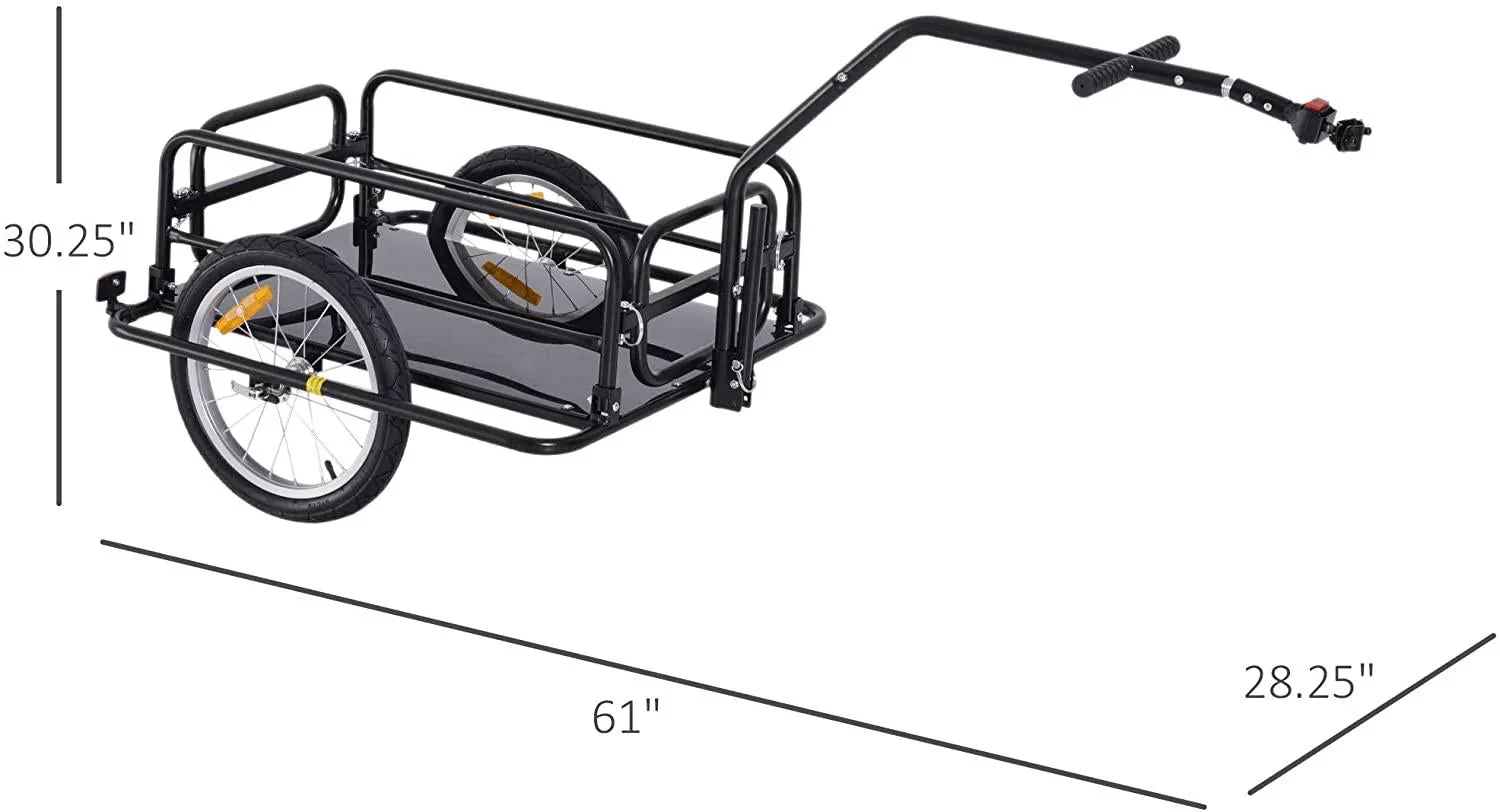 Foldable Bike Cargo Trailer, 80lbs Capacity, 16′′ Wheels, Black, with Hitch - Image 3
