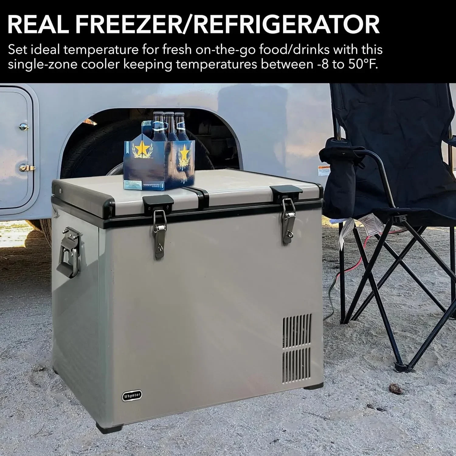 FM-65G 65 Quart Portable Refrigerator and Deep, AC 110V/ DC 12V, Real Chest Freezer for Car, Home, Camping, and RV with-8掳F to 50掳F Temperature Range, Gray, One Size - Image 9