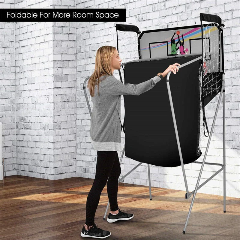 Foldable Indoor Basketball Arcade Game with 4 Balls Electronic Double Shot LED Scoring System for Kids Adults - Image 10